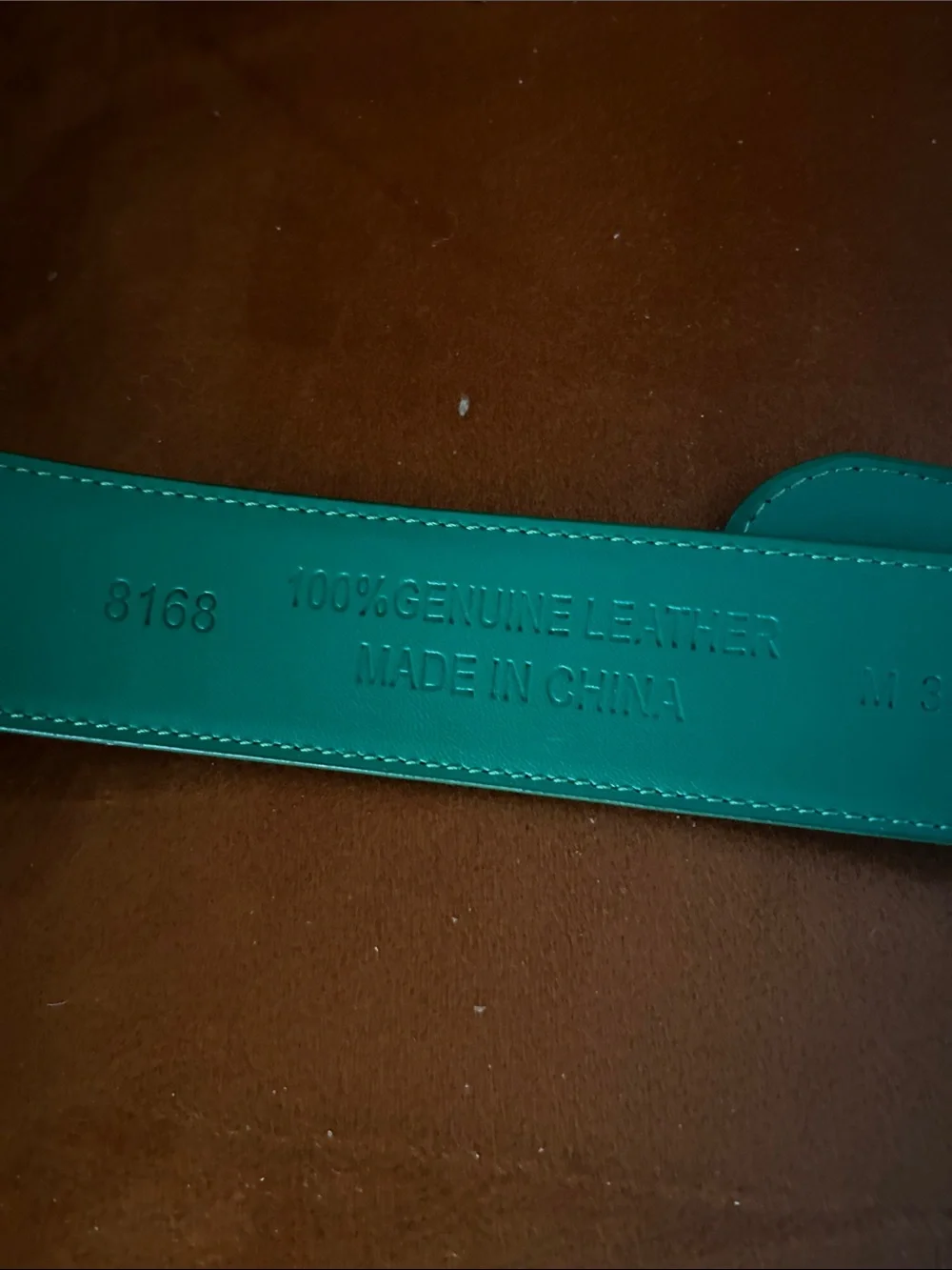 Green Leather Dress Belt with Matching Buckle